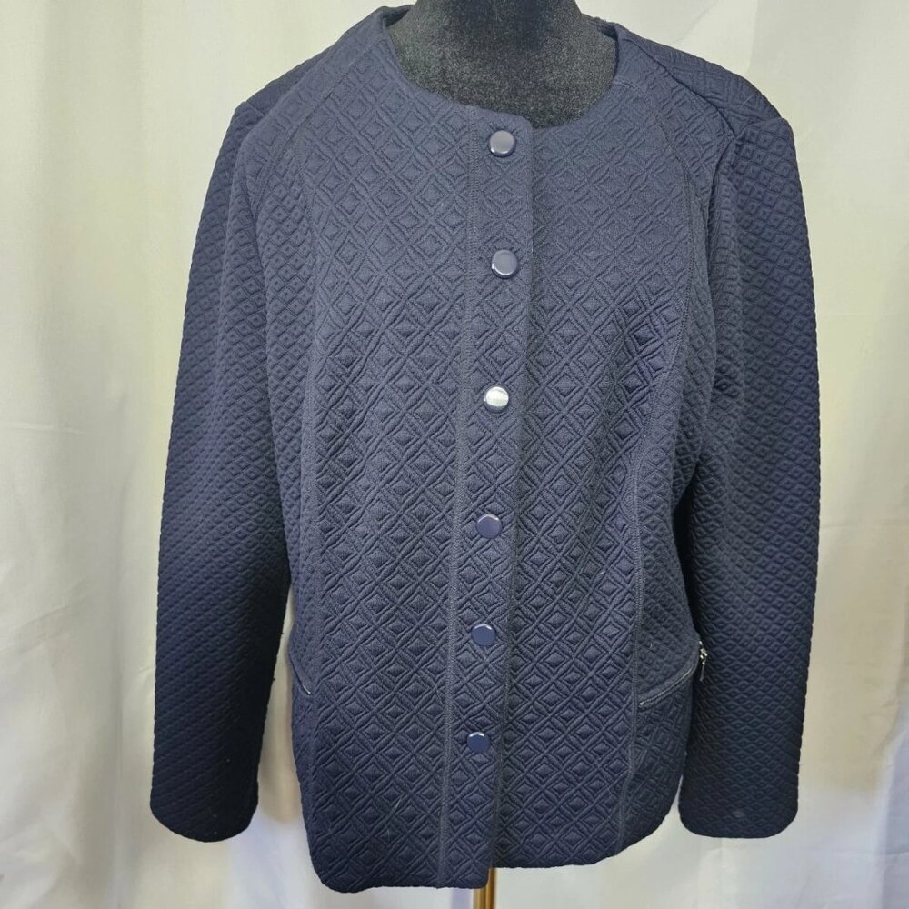 Chico's Navy Blue Jacket Button Up Front Size 2
